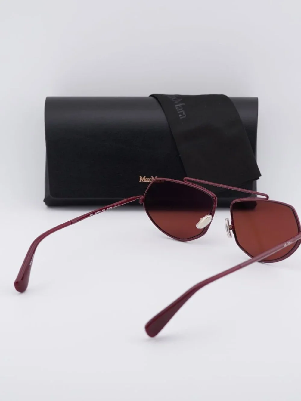 Max Mara MM0165 69S Joey Geometric Sunglasses - Shiny Bordeaux/Bordeaux